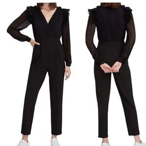 Express Black ruffles sleeve pleated top Jumpsuit